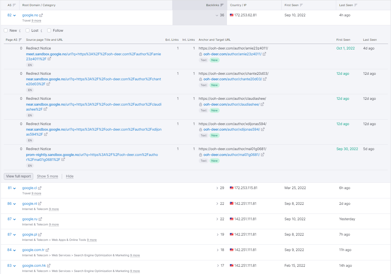 reference domain from Google